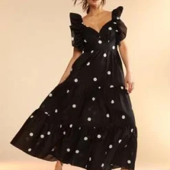 CYNTHIA ROWLEYGabriella Ruffle Dress - Black/White -Outlet Lustro Wear Store Gabriella Ruffle Dress 20230803173729