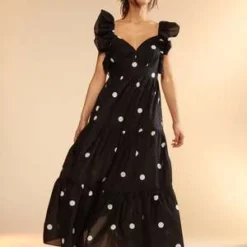 CYNTHIA ROWLEYGabriella Ruffle Dress - Black/White -Outlet Lustro Wear Store Gabriella Ruffle Dress 20230803173729 3