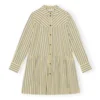 GanniStripe Cotton Mini Shirtdress - Frost Grey