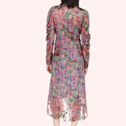 Anna SuiGiverny Burnout Satin Dress - Dusty Blue Multi -Outlet Lustro Wear Store Giverny Burnout Satin Dress br Dusty Blue Multi 20231030135353 1
