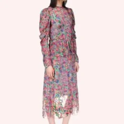 Anna SuiGiverny Burnout Satin Dress - Dusty Blue Multi -Outlet Lustro Wear Store Giverny Burnout Satin Dress br Dusty Blue Multi 20231030135353 2