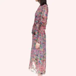 Anna SuiGiverny Burnout Satin Dress - Dusty Blue Multi -Outlet Lustro Wear Store Giverny Burnout Satin Dress br Dusty Blue Multi 20231030135353