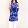 GramicciWaffle Cord Mid-Length Dress - Navy Bleach Dye