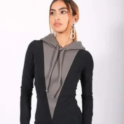 MM6 Maison MargielaHooded Long Dress - Gray/Black 13 MM6 Maison MargielaHooded Long Dress - Gray/Black -Outlet Lustro Wear Store Hooded Long Dress in Gray Black by MM6 Maison Margiela 20231019003457 1