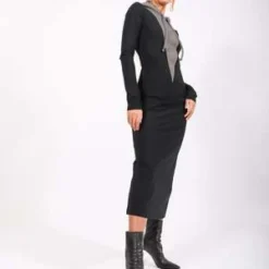 MM6 Maison MargielaHooded Long Dress - Gray/Black 15 MM6 Maison MargielaHooded Long Dress - Gray/Black -Outlet Lustro Wear Store Hooded Long Dress in Gray Black by MM6 Maison Margiela 20231019003457 3