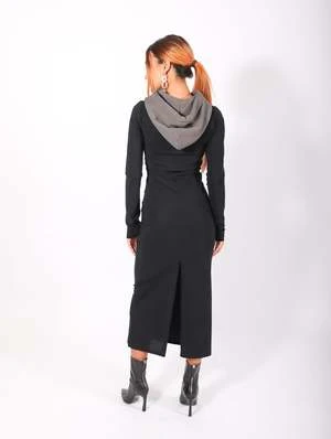 MM6 Maison MargielaHooded Long Dress - Gray/Black 6 MM6 Maison MargielaHooded Long Dress - Gray/Black - Image 6
