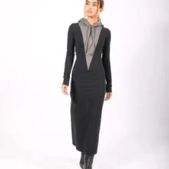 MM6 Maison MargielaHooded Long Dress - Gray/Black 18 MM6 Maison MargielaHooded Long Dress - Gray/Black -Outlet Lustro Wear Store Hooded Long Dress in Gray Black by MM6 Maison Margiela 20231019003458 1