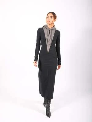 MM6 Maison MargielaHooded Long Dress - Gray/Black 8 MM6 Maison MargielaHooded Long Dress - Gray/Black - Image 8