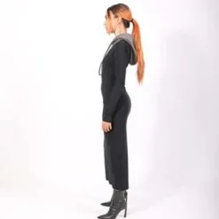 MM6 Maison MargielaHooded Long Dress - Gray/Black 19 MM6 Maison MargielaHooded Long Dress - Gray/Black -Outlet Lustro Wear Store Hooded Long Dress in Gray Black by MM6 Maison Margiela 20231019003458 2