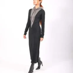 MM6 Maison MargielaHooded Long Dress - Gray/Black 17 MM6 Maison MargielaHooded Long Dress - Gray/Black -Outlet Lustro Wear Store Hooded Long Dress in Gray Black by MM6 Maison Margiela 20231019003458