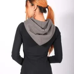 MM6 Maison MargielaHooded Long Dress - Gray/Black 20 MM6 Maison MargielaHooded Long Dress - Gray/Black -Outlet Lustro Wear Store Hooded Long Dress in Gray Black by MM6 Maison Margiela 20231019003458 3