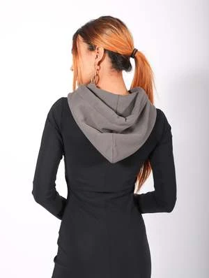 MM6 Maison MargielaHooded Long Dress - Gray/Black 10 MM6 Maison MargielaHooded Long Dress - Gray/Black - Image 10