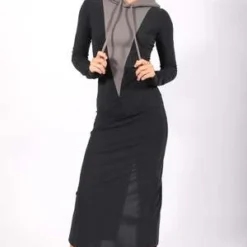 MM6 Maison MargielaHooded Long Dress - Gray/Black 21 MM6 Maison MargielaHooded Long Dress - Gray/Black -Outlet Lustro Wear Store Hooded Long Dress in Gray Black by MM6 Maison Margiela 20231019003459