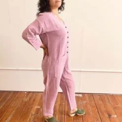 Happy French Ganghappyfrenchgang Textured Jumpsuit - Lavender -Outlet Lustro Wear Store Lavender Textured Jumpsuit XS XL 20231028000901 1