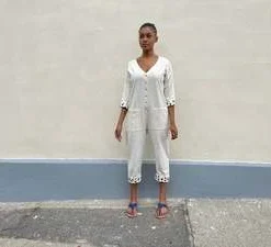 Happy French Ganghappyfrenchgang Libert Jumpsuit - White -Outlet Lustro Wear Store Libert White Jumpsuit S L 20231028001223