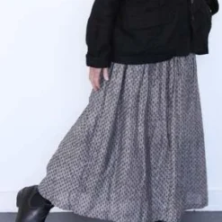 ICHI ANTIQUITESLinen Dobby Skirt - Black -Outlet Lustro Wear Store Linen Dobby Skirt Black 20231012182519 1