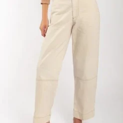 Micaela GregSeamed Jean With Contrast Stitching - Cream