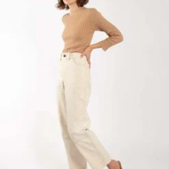 Micaela GregSeamed Jean With Contrast Stitching - Cream -Outlet Lustro Wear Store Micaela Greg Seamed Jean with Contrast Stitching Cream 20230320222007 1