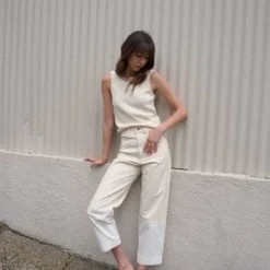 Micaela GregSeamed Jeans - Ivory Patch -Outlet Lustro Wear Store Micaela Greg Seamed Jeans Ivory Patch 20220808174747 1