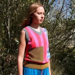 KkCoMixed Media Sweater Vest - Mixed -Outlet Lustro Wear Store Mixed Media Sweater Vest 20220725181523 1