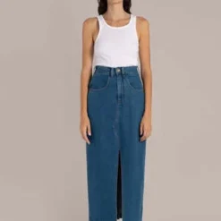 MundakaDenim Long Skirt - Blue -Outlet Lustro Wear Store Mundaka Denim Long Skirt Blue 20230506011623 3