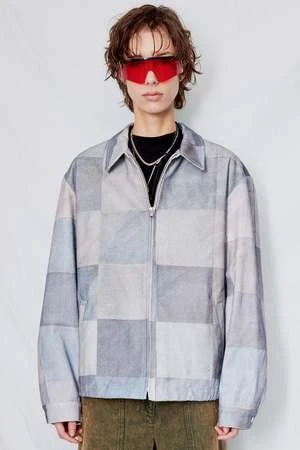 AssemblyPatchwork Print Denim Zip Jacket - Gray 1 AssemblyPatchwork Print Denim Zip Jacket - Gray