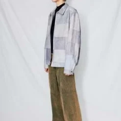 AssemblyPatchwork Print Denim Zip Jacket - Gray 8 AssemblyPatchwork Print Denim Zip Jacket - Gray -Outlet Lustro Wear Store Patchwork Print Denim Zip Jacket 20231017192805 1