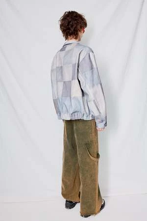 AssemblyPatchwork Print Denim Zip Jacket - Gray 4 AssemblyPatchwork Print Denim Zip Jacket - Gray - Image 4