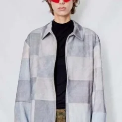 AssemblyPatchwork Print Denim Zip Jacket - Gray 11 AssemblyPatchwork Print Denim Zip Jacket - Gray -Outlet Lustro Wear Store Patchwork Print Denim Zip Jacket 20231017192806 1