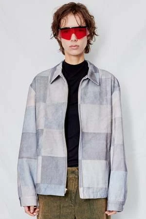 AssemblyPatchwork Print Denim Zip Jacket - Gray 6 AssemblyPatchwork Print Denim Zip Jacket - Gray - Image 6