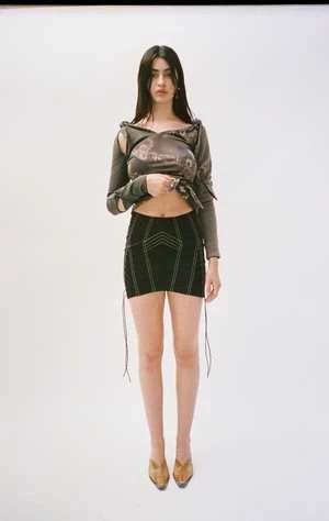 PriscaveraRainwear Lace Up Corset Mini Skirt - Black 1 PriscaveraRainwear Lace Up Corset Mini Skirt - Black