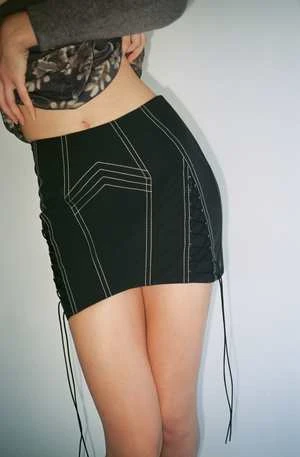 PriscaveraRainwear Lace Up Corset Mini Skirt - Black 6 PriscaveraRainwear Lace Up Corset Mini Skirt - Black - Image 6