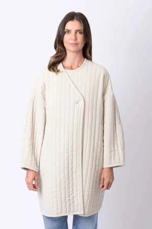 Black CraneQuilted Jacket - Ivory 1 Black CraneQuilted Jacket - Ivory