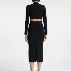 A.L.C.Quincy Scalloped Knit Midi Skirt - Black -Outlet Lustro Wear Store Quincy Scalloped Knit Midi Skirt in Black 20231030191815 2