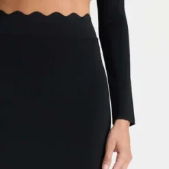 A.L.C.Quincy Scalloped Knit Midi Skirt - Black -Outlet Lustro Wear Store Quincy Scalloped Knit Midi Skirt in Black 20231030191815 3