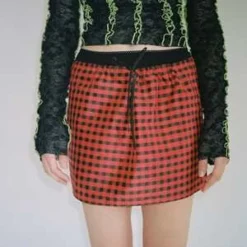 Coming Of AgeCheck Mini Skirt - Red -Outlet Lustro Wear Store Red Check Mini Skirt 20230507045457 1