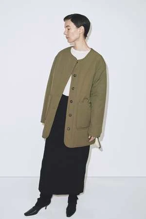 Mijeong ParkReversible Padded Jacket - Olive/Cream 3 Mijeong ParkReversible Padded Jacket - Olive/Cream - Image 3