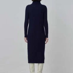 PureCashmere NYCRib Turtleneck Maxi Dress - Navy -Outlet Lustro Wear Store Rib Turtleneck Maxi Dress Navy 20230925213853 2