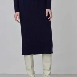PureCashmere NYCRib Turtleneck Maxi Dress - Navy -Outlet Lustro Wear Store Rib Turtleneck Maxi Dress Navy 20230925213853