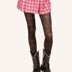 Anna SuiRibbon Chenille Tweed Pleated Skirt - Bubblegum Pink Multi