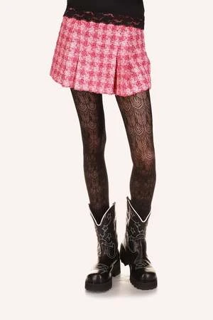 Anna SuiRibbon Chenille Tweed Pleated Skirt - Bubblegum Pink Multi 1 Anna SuiRibbon Chenille Tweed Pleated Skirt - Bubblegum Pink Multi