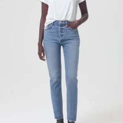 AGOLDERiley Hi-Rise Straight Long Jean - Cove