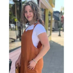 VIKOLINOLinen Romper - Rust -Outlet Lustro Wear Store Rust Linen Romper 20230614035004 2