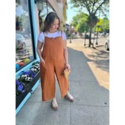 VIKOLINOLinen Romper - Rust -Outlet Lustro Wear Store Rust Linen Romper 20230614035005