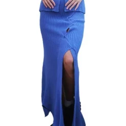 Samudāy StudiosBlue Ribbed Skirt