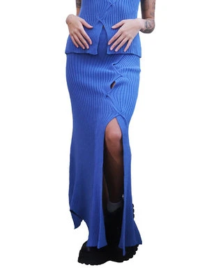 Samudāy StudiosBlue Ribbed Skirt 1 Samudāy StudiosBlue Ribbed Skirt