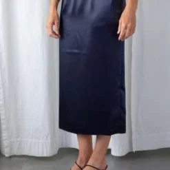 TibiSatin Slip Skirt - Dark Navy 7 TibiSatin Slip Skirt - Dark Navy -Outlet Lustro Wear Store Satin Slip Skirt 20230515234151 2