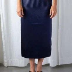 TibiSatin Slip Skirt - Dark Navy