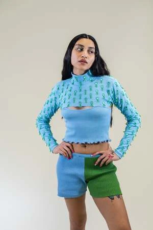 Abacaxiabacaxi Shisha Shrug With Camisole - Sky Blue 2 Abacaxiabacaxi Shisha Shrug With Camisole - Sky Blue - Image 2