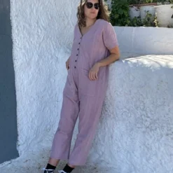 Happy French Ganghappyfrenchgang Short Sleeve Light Jumpsuit - Lavender